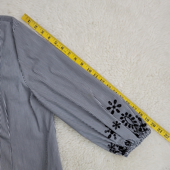 Vision 155 Striped Embroidered Sleeve Top Sz 14 - Picture 12 of 16